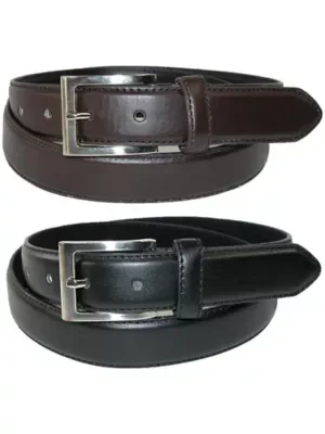 Leather Dress Belt with Silver Buckle (pack of 2) by Ctm