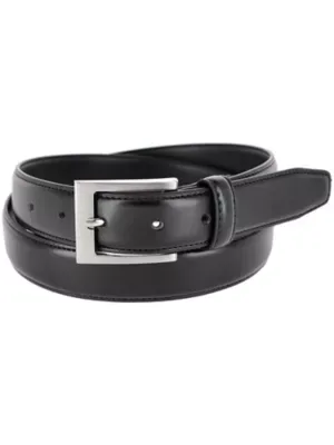 Leather 1 1/8 Inch Basic Dress Belt with Silver Buckle by Ctm