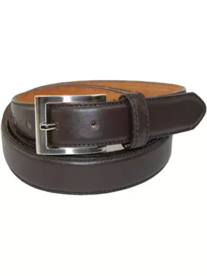 Leather Basic Dress Belt with Silver Buckle