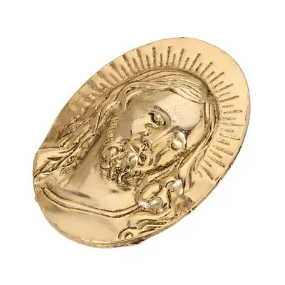 Gold Tone Oval Jesus Pin by Symbols of Faith