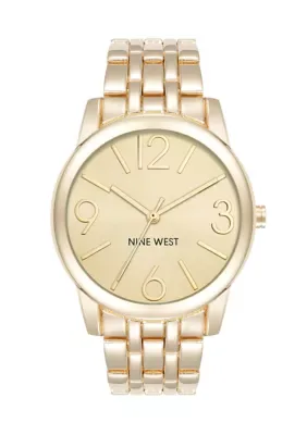 Quartz Round Gold-Tone Alloy Metal Bracelet Watch