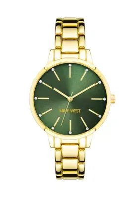 Quartz Round Alloy Crystal Dial Metal Bracelet Watch