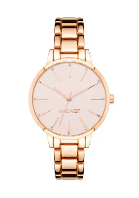 Quartz Round Alloy Crystal Dial Metal Bracelet Watch