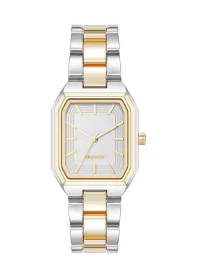Quartz Octagon Two-Tone Alloy Metal Bracelet Watch by Nine West