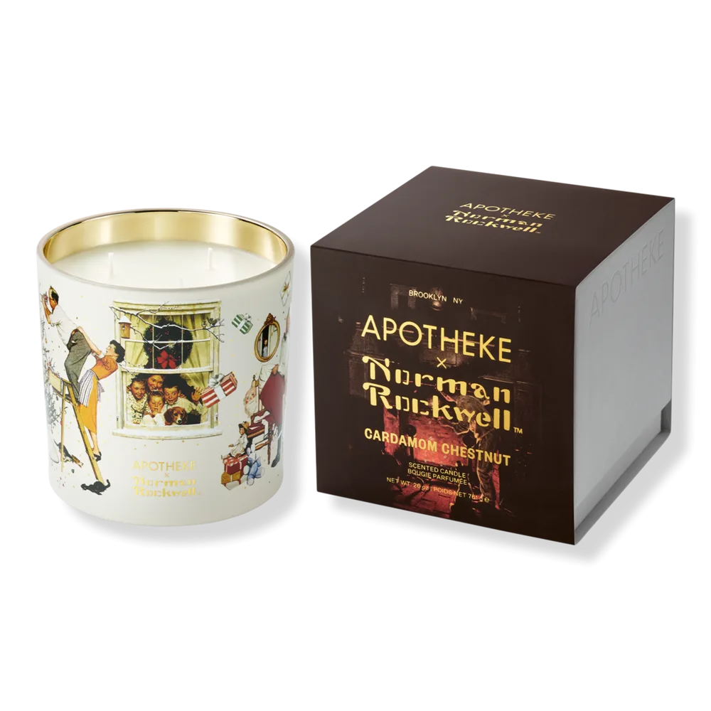 Cardamom Chestnut Norman Rockwell Scented Candle - 26 oz (3-Wick Candle) by Apotheke