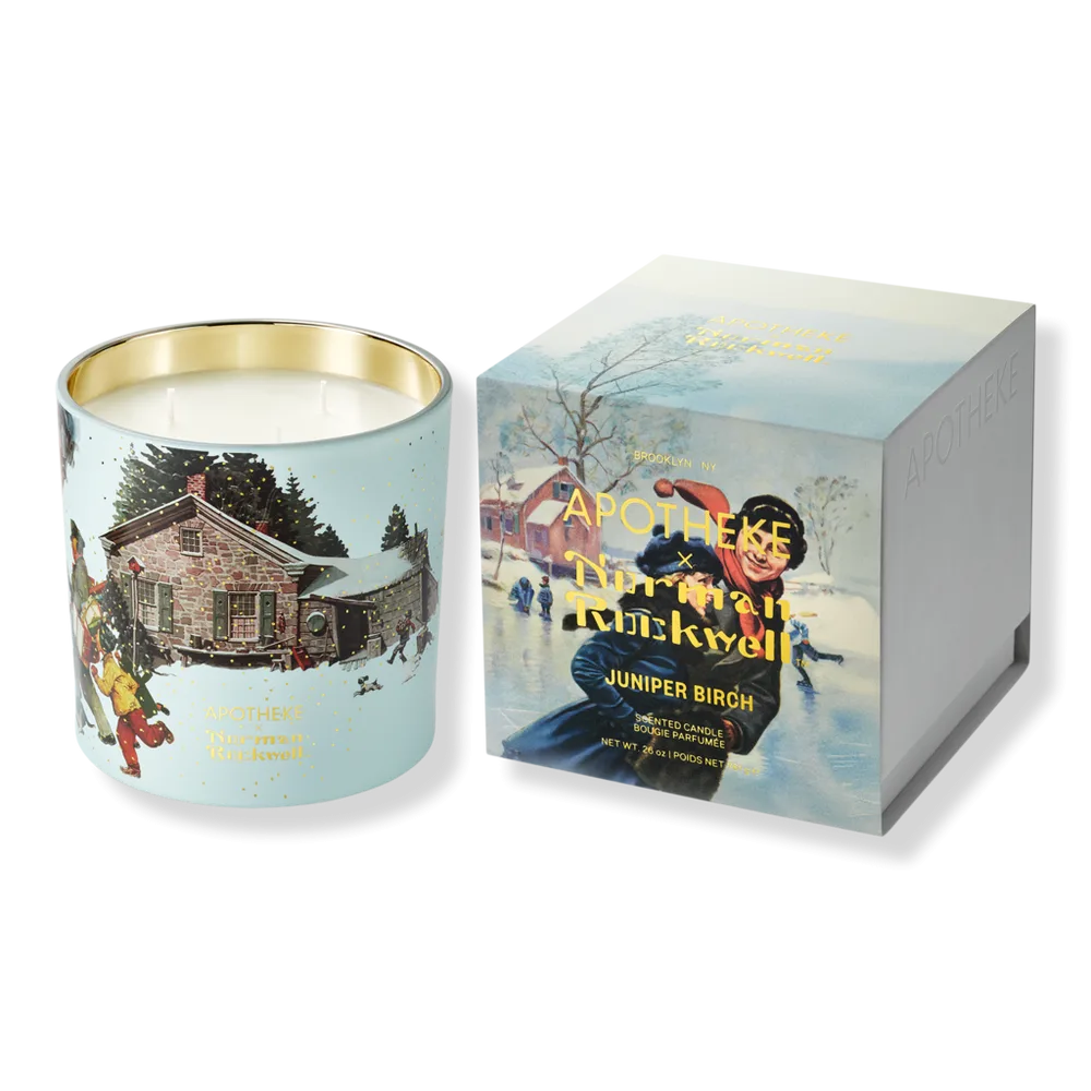 Juniper Birch Norman Rockwell Scented Candle - 26 oz (3-Wick Candle) by Apotheke