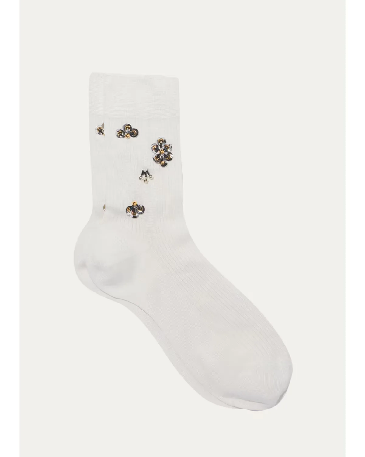 Agathe Beaded Crew Socks by Maria La Rosa