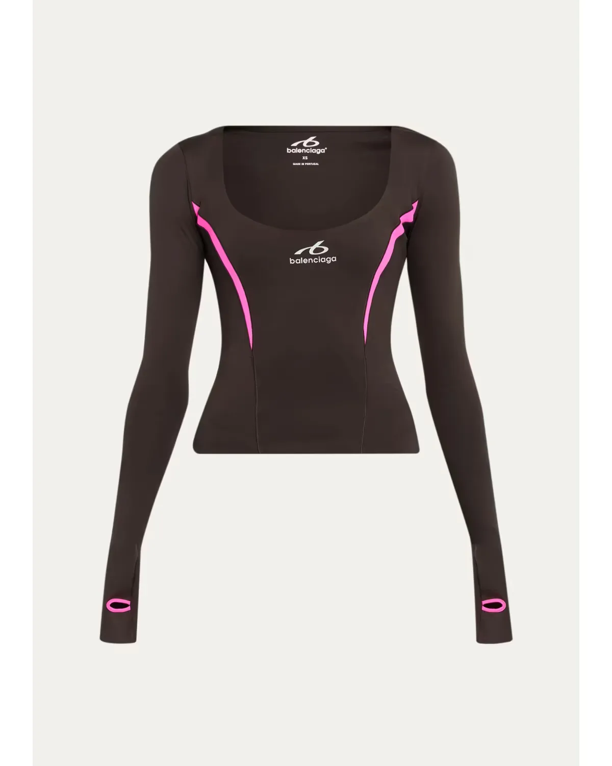 Scoop-Neck Cut Long-Sleeve Activewear Top by Balenciaga