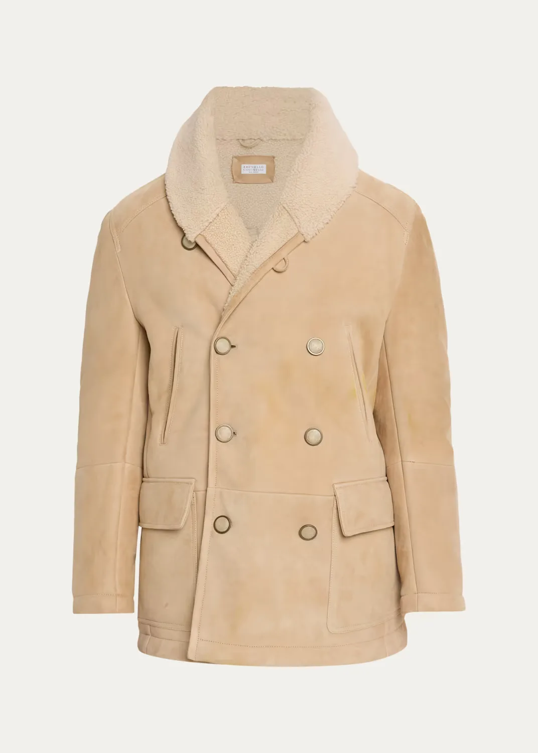 Shearling Double-Breasted Shearling Aviator Coat