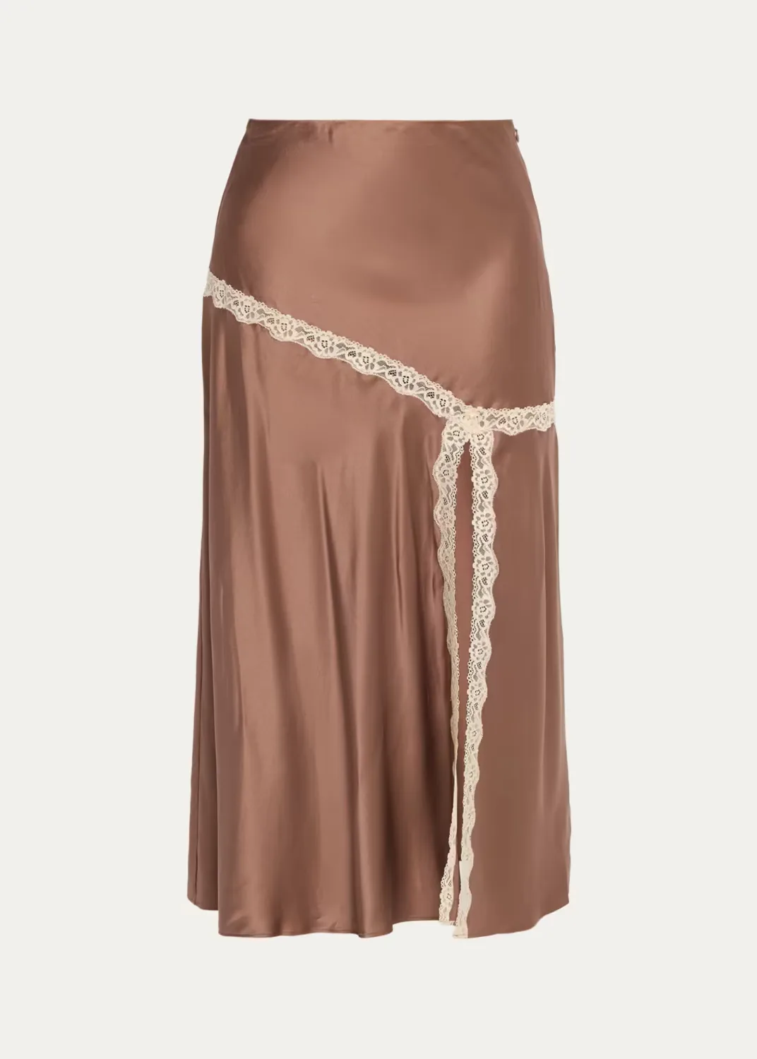 Emmabelle Lace-Trim Silk Midi Skirt