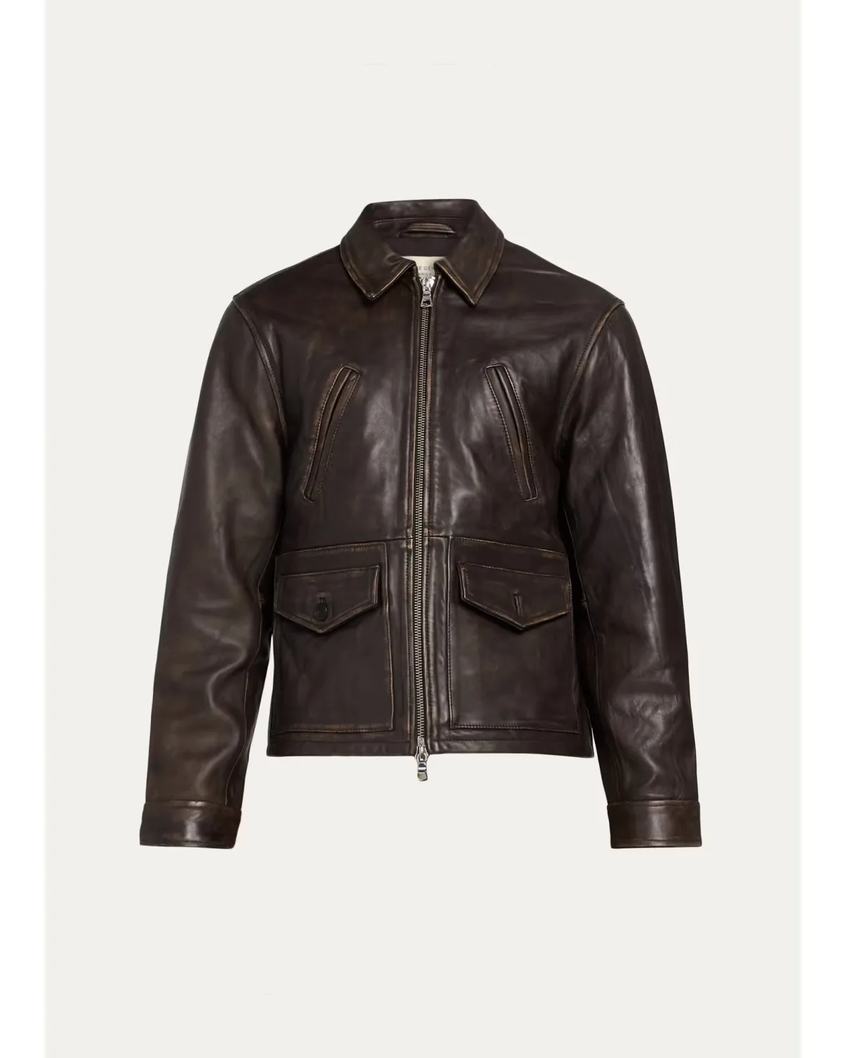 Vintage-Effect Leather Jacket by Officine Gnrale