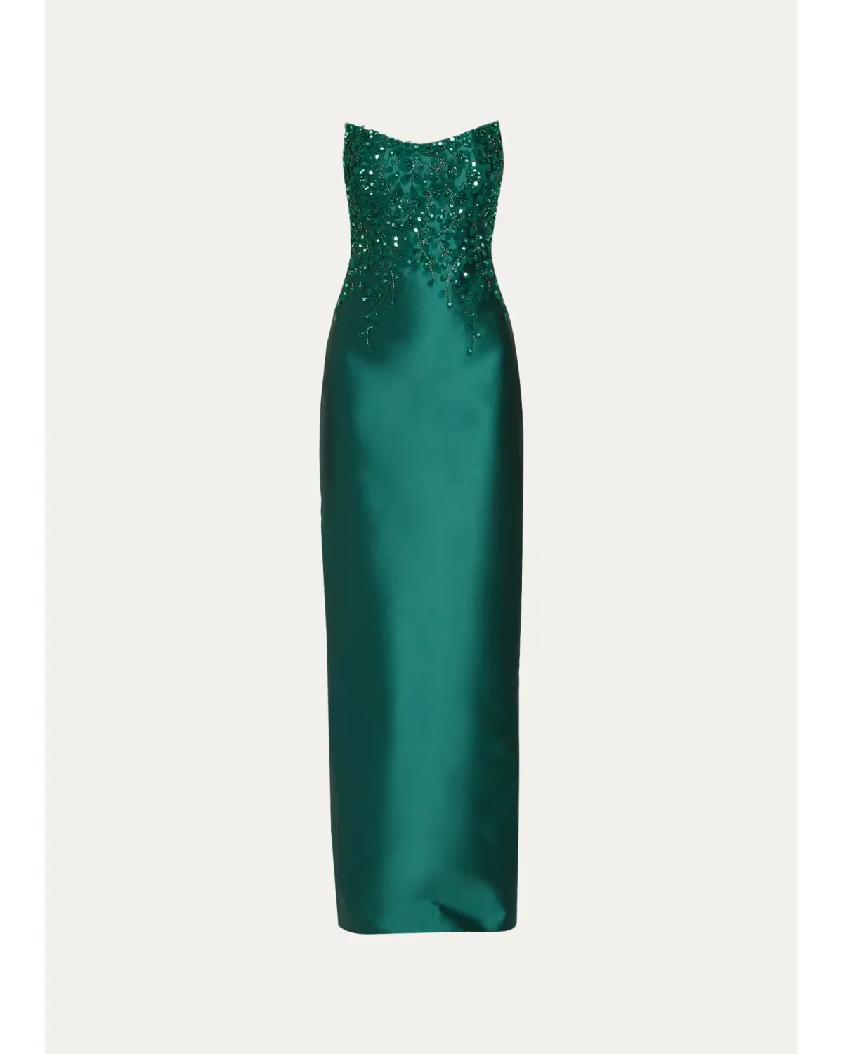 Beaded Strapless Silk Column Gown