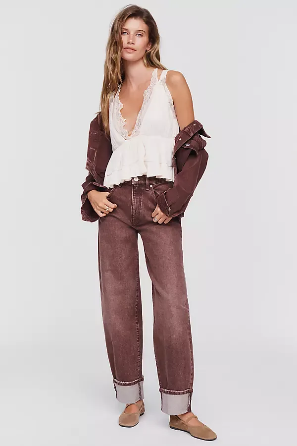 Aria High Rise Cuffed Tapered Jeans by Hudson