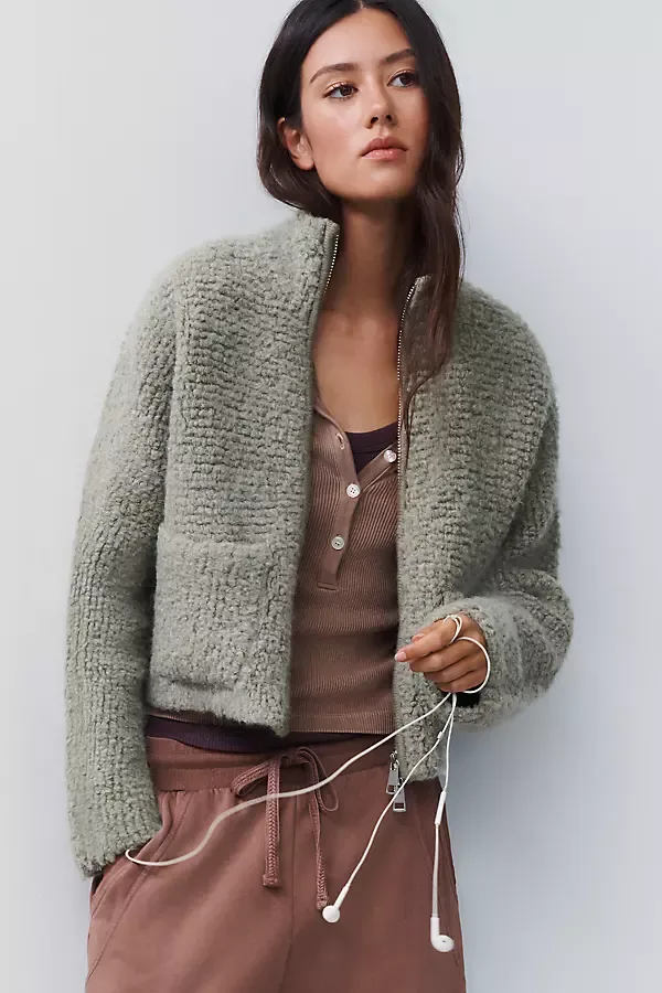 Marlow Fleece Zip-Front Sweater by Pilcro
