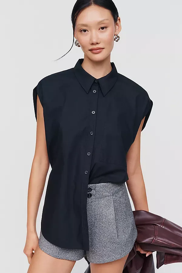Maeve 100% Cotton Round Hem Buttondown Shirt by Anthropologie