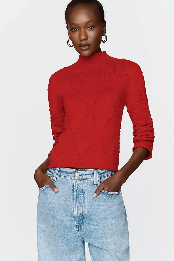 Cotton Wool Mock Neck Sweater