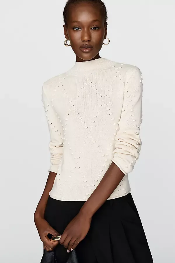 Cotton Wool Mock Neck Sweater