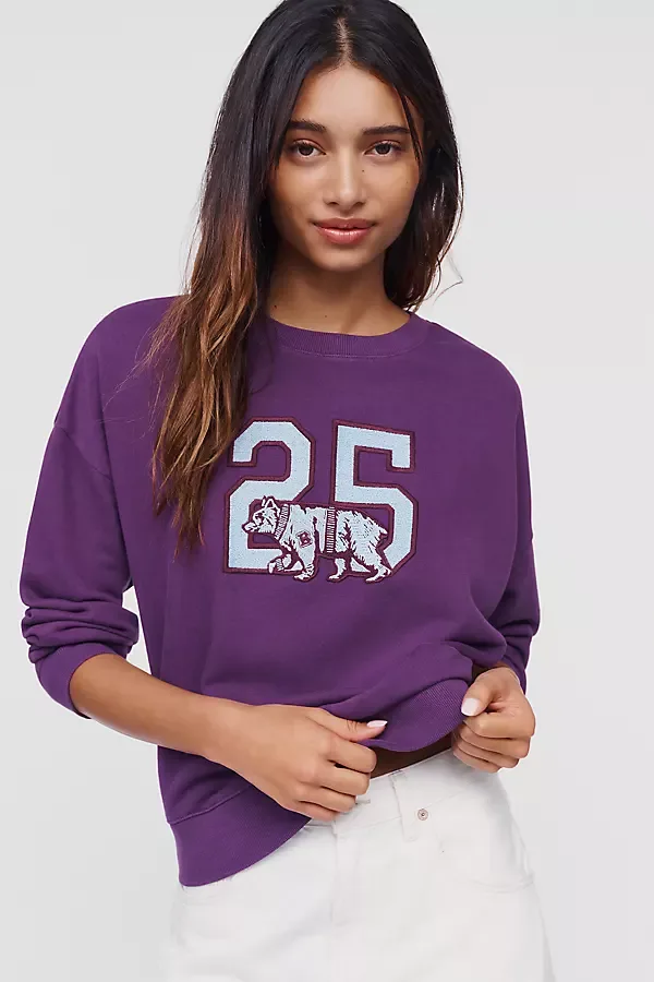 100% Cotton Embroidered Varsity Sweatshirt by Maeve