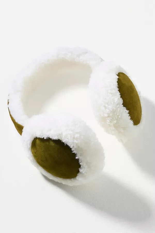 Suede Sherpa Fleece Earmuffs by Anthropologie