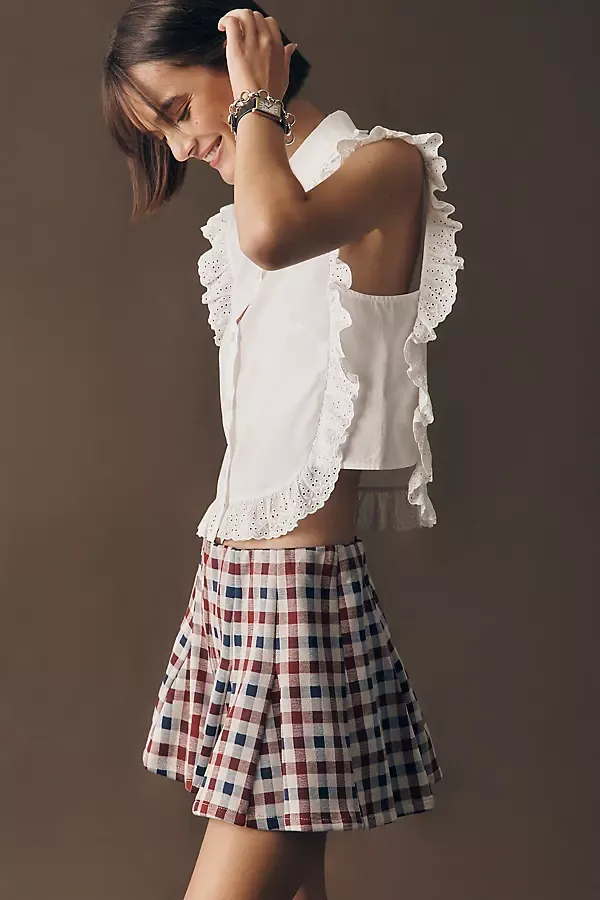 Plaid Godet Midi Skort by Maeve