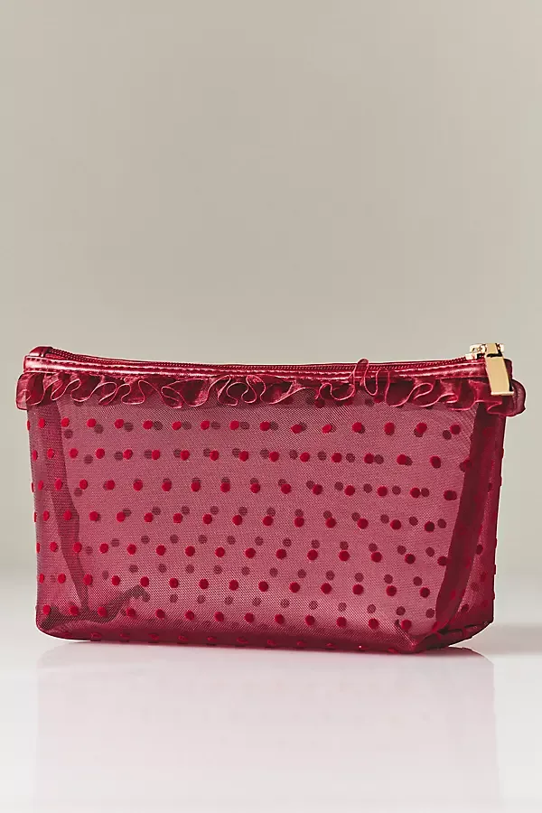 Mesh Pouch with Flocked Dots by Anthropologie