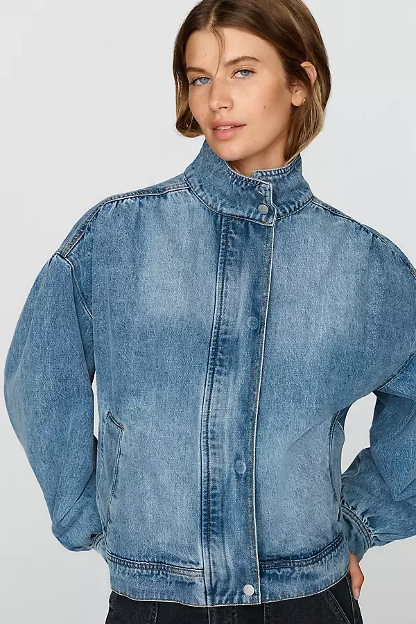 Funnel Neck Denim Jacket