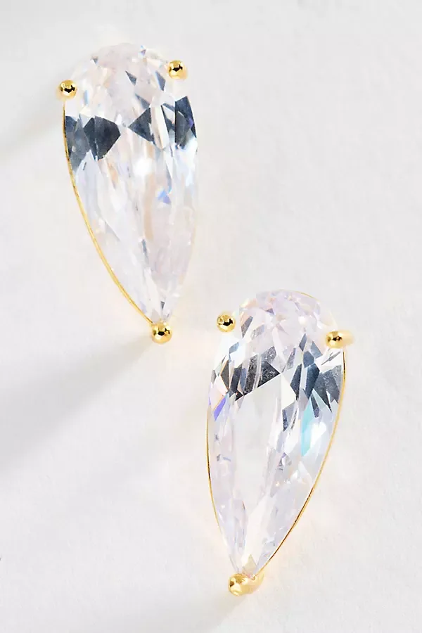 Pear Cut Crystal Post Earrings