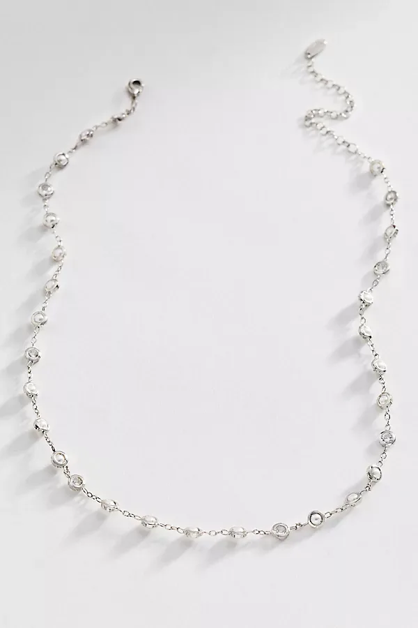 Bezel Crystal Station Necklace