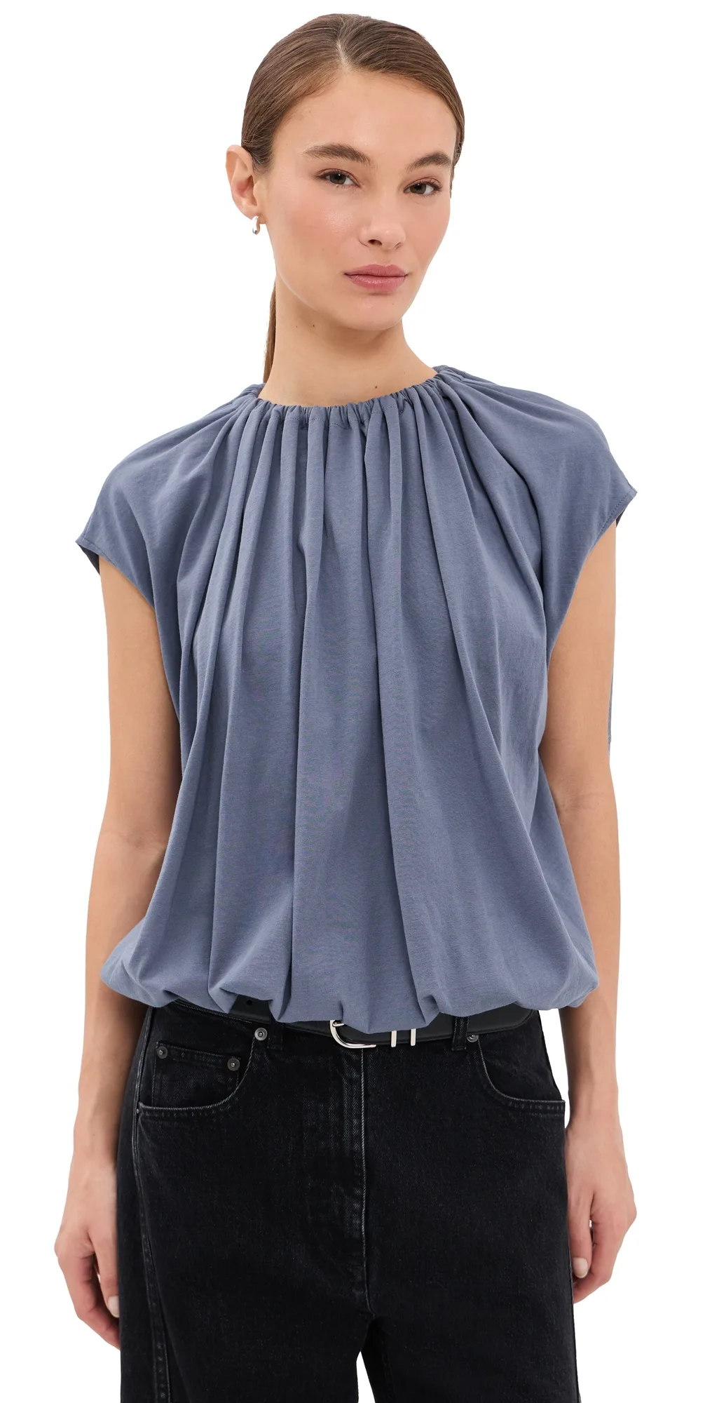 Shirred Neck Circle Top by Tibi