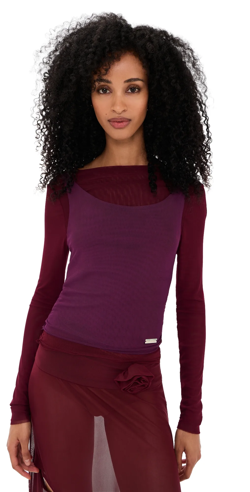 Double Layer Long Sleeve Mesh Top by House of Sunny