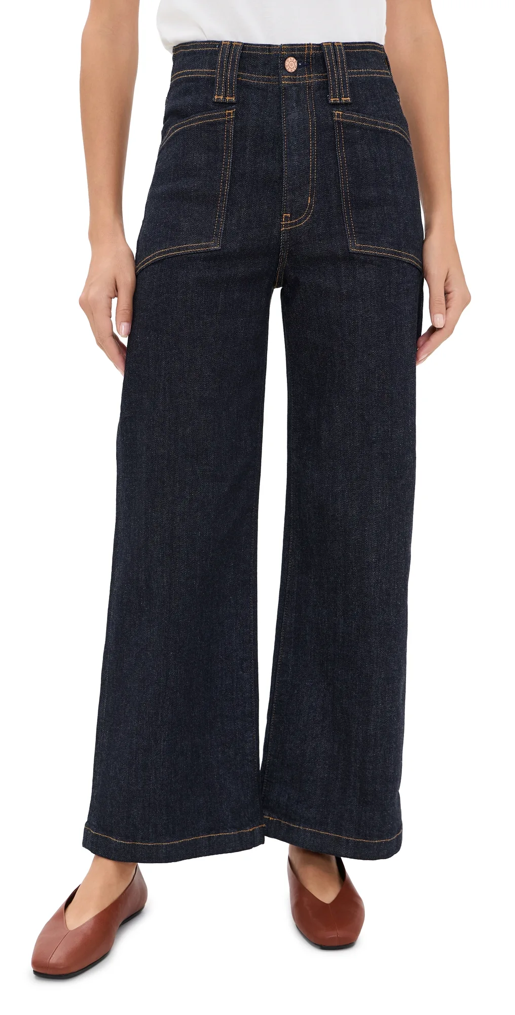 Valley Girl High Rise Patch Pocket Wide Ankle Jeans by DAZE