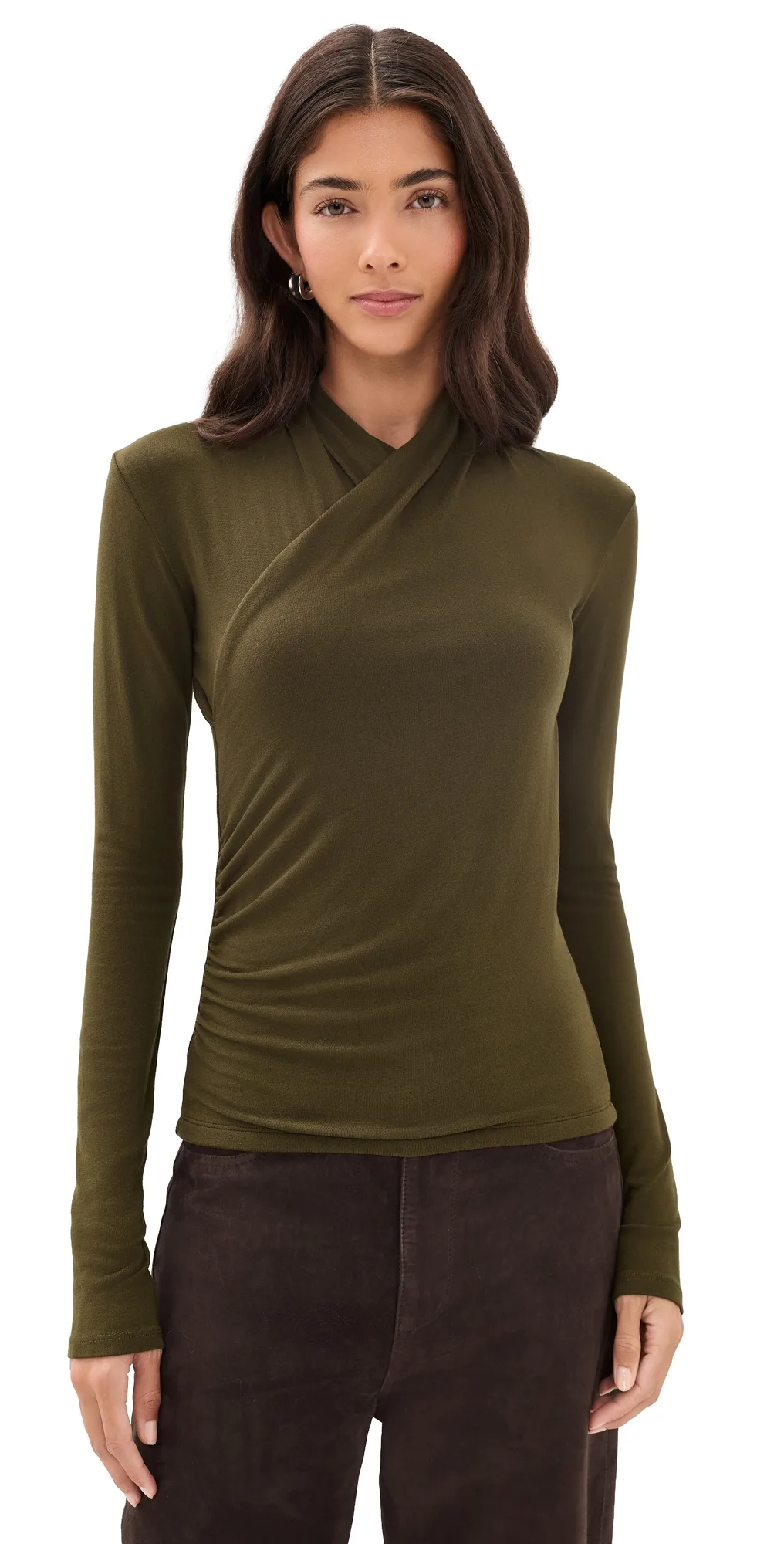Long Sleeve Fixed Wrap Top by Vince