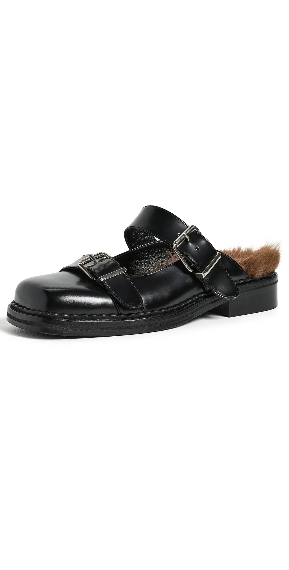 Faux Fur Lined Buckle Mary Jane Mules by Simone Rocha