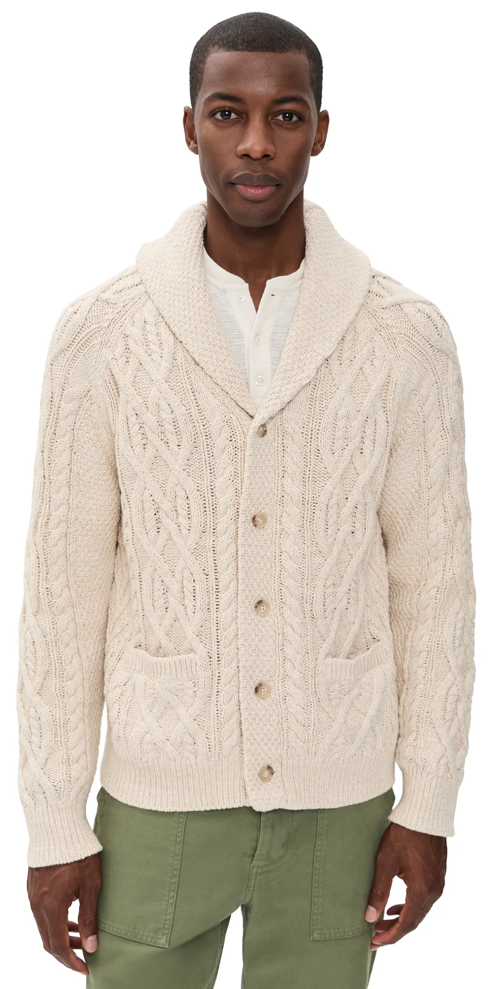 Aran Cable Cotton Shawl Collar Cardigan by Polo Ralph Lauren