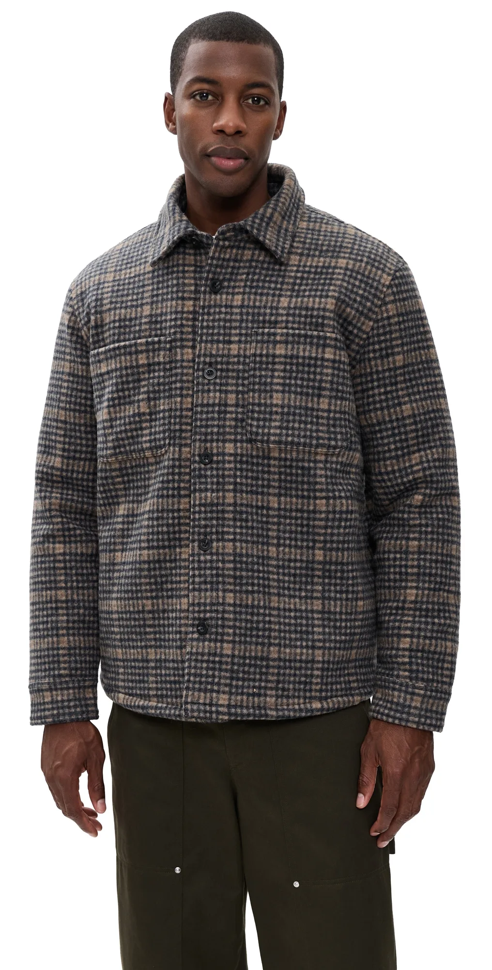 Plaid Sherpa Lined Shirt Jacket by Vince