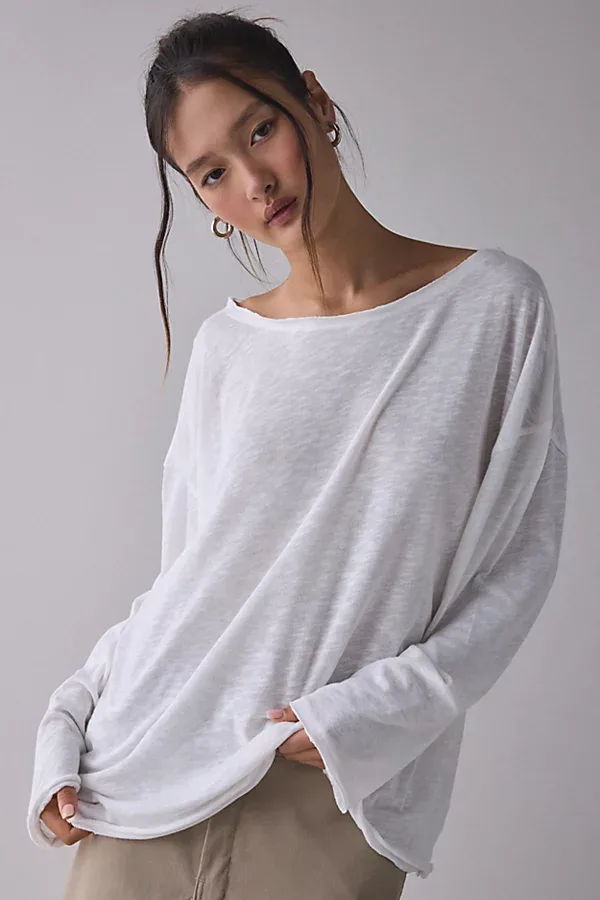 BDG Kurt Off-The-Shoulder Long Sleeve Tee