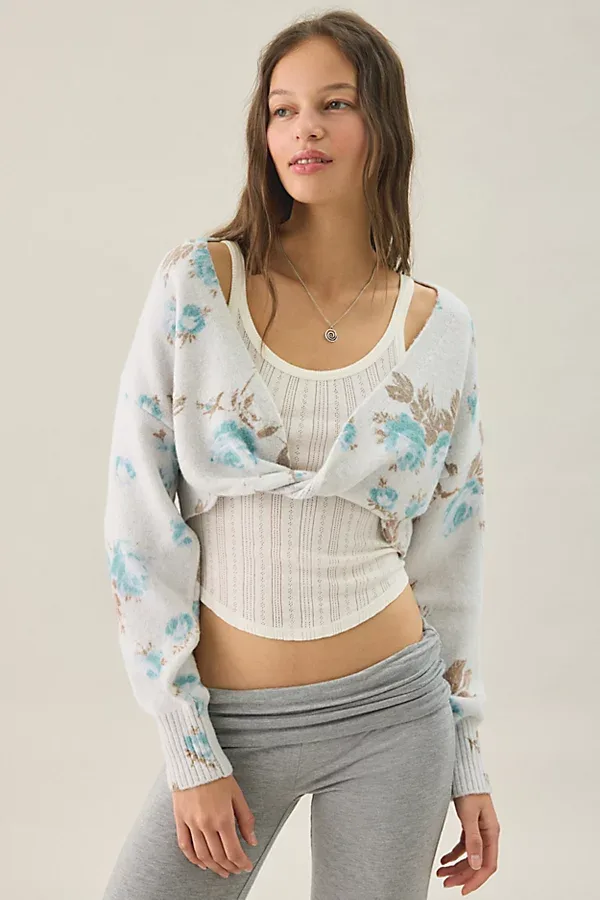 Out From Under Julia Twist Plunging V-Neck Cropped Sweater by Out From Under