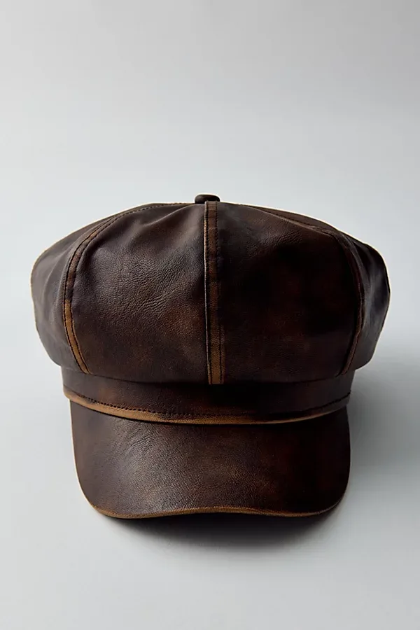 Faux Leather Baker Boy Hat by Urban Outfitters