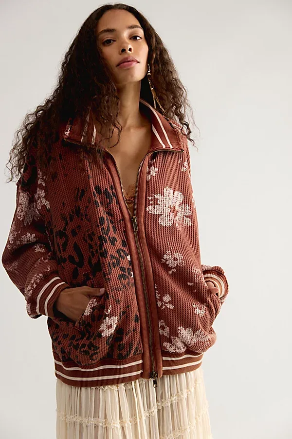 Print Mix Zip-Up Cardi by Free People