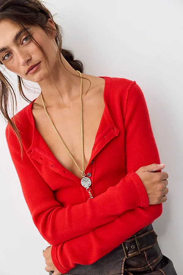 Hudson Solid Cashmere Henley by Free People