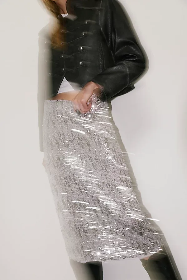 Party Trick Sequin Midi Slip Skirt by Free People