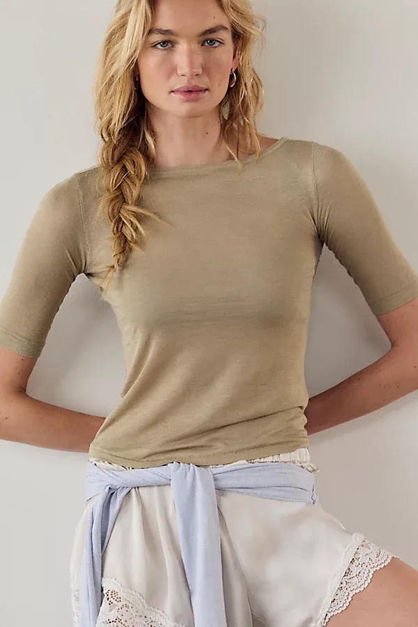 Stackable Sheer Half-Sleeve Shirt