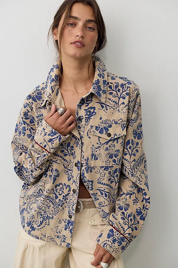 We the Free Shades of Blue Printed Button Down Top by Free People