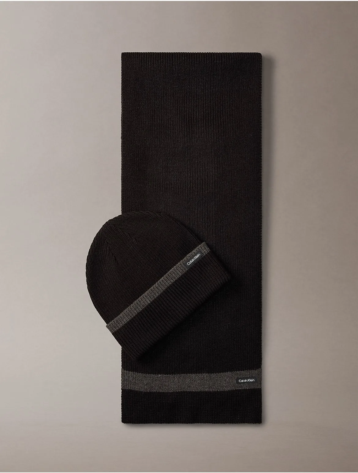 Striped Hat and Scarf Gift Set by Calvin Klein