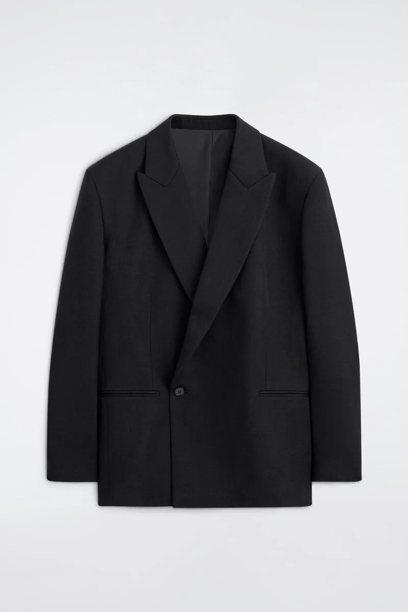 Double-Breasted Twill Blazer
