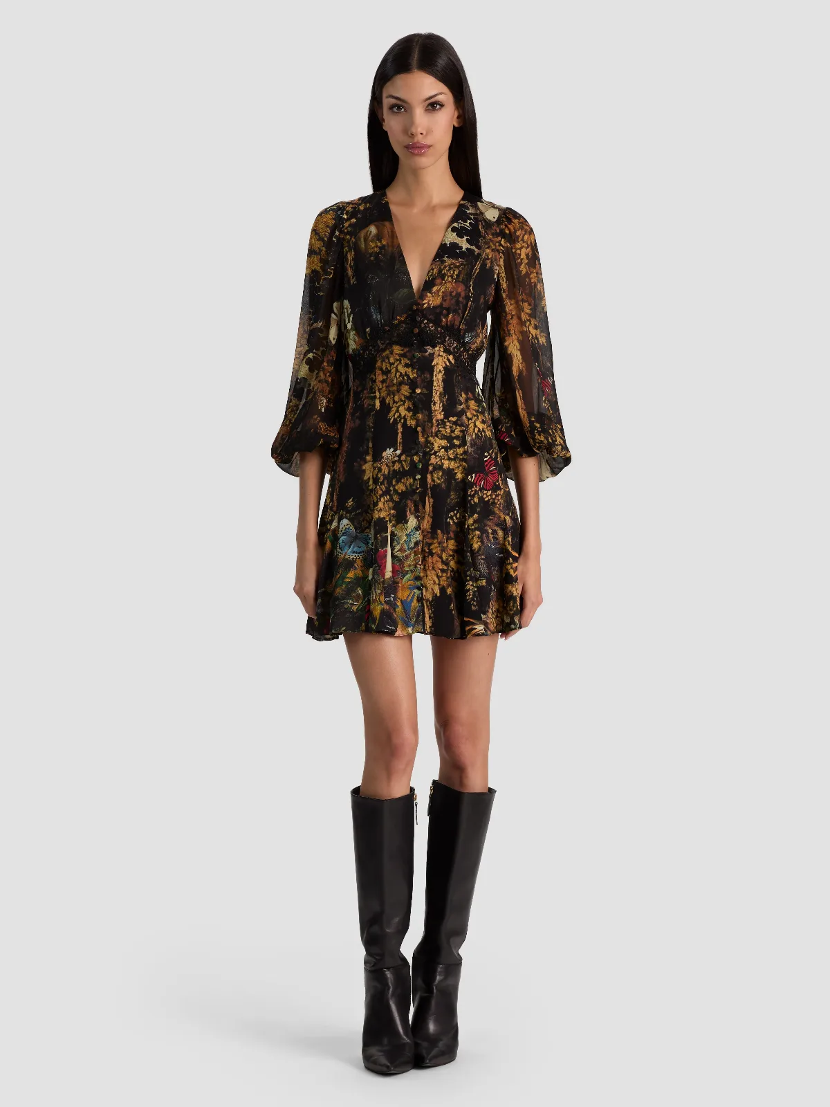 Irene Cutaway Lace Mini Dress by Alice + Olivia