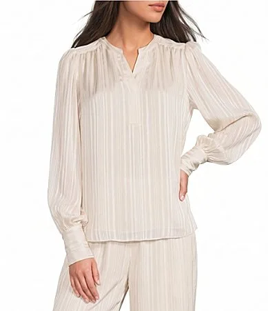 Long Sleeve Striped Coordinating Blouse by Gibson & Latimer