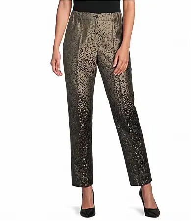 Metallic-Blend Ombre Dotted Ankle Slim Pants by Ic Collection