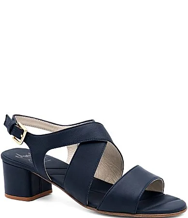 Mantello Leather Ankle Strap Block Heel Dress Sandals by Amalfi