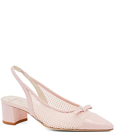 Pacato Leather Bow Pointed Toe Slingback Pumps by Amalfi